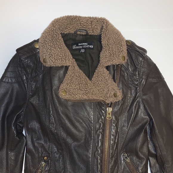 Just Jeans Brown Leather Bomber Jacket - Women’s AU Size 6 - Picture 4 of 10